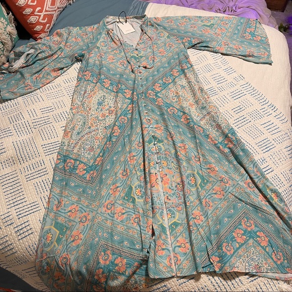 Spell & the Gypsy NWT Farrah Half Moon Gown Aqua M - Picture 5 of 15